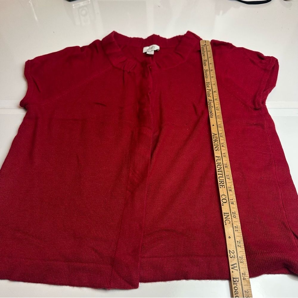 LOFT Angora Wool Blend Knit Top XL Cranberry Red Quiet Luxury Made Korea - Picture 8 of 10
